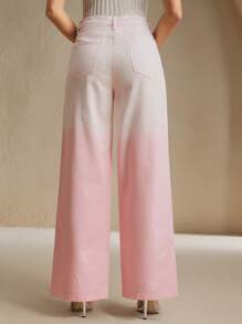 Anewsta Women's New Rhinestone Embellished Ombre Pink Straight Leg Jeans, Suitable For Parties And Valentine's Day - Pink - View 3