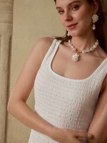 MOTF PREMIUM VESTIDO CON CREMALLERA DE ENCAJE GUIPUR - Blanco - Ver 6