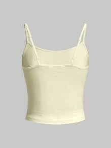 SHEIN EZwear 女士杏色休闲度假针织螃蟹刺绣性感吊带背心，适合夏季海滩度假和外出穿着 - 杏色 - 查看 3