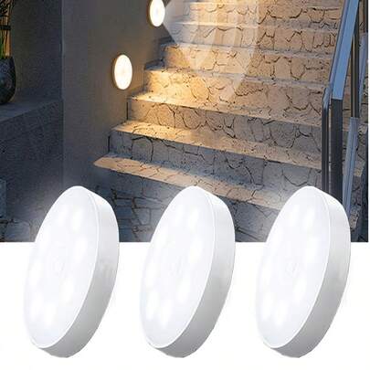 Đèn ngủ cảm biến chuyển động LED 1 cái/3 cái/6 cái, Đèn tủ sạc 8 bóng LED, Thích hợp cho nhiều loại phòng có đèn, Cạnh giường, Hành lang, Tủ quần áo, Cầu thang (150mAh)