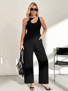 Auralis Áo tập thể dục mùa hè cỡ lớn dành cho nữ của Free People, Áo yếm đen chủ đề Pride, Áo đi xem hòa nhạc mùa thu, Áo phong cách Y2K, Áo công sở thường ngày, Áo ngày Quốc khánh 4 tháng 7, Áo tank top phong cách Old Money mùa thu, Áo tank top phối màu thời trang, cổ áo bất đối xứng khoét rỗng, viền tương phản. - màu đen - Xem 4