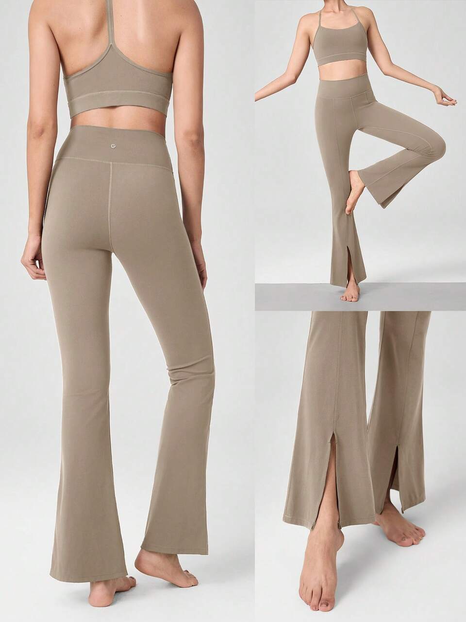 31" FeatherFit™ Front And Center Slit Hem Flare High-Waist Yoga Leggings Low Impact Yoga Pilates Studio Daily Casual Wear