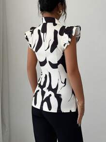 Elenzga Blazer senza maniche con stampa grafica nera