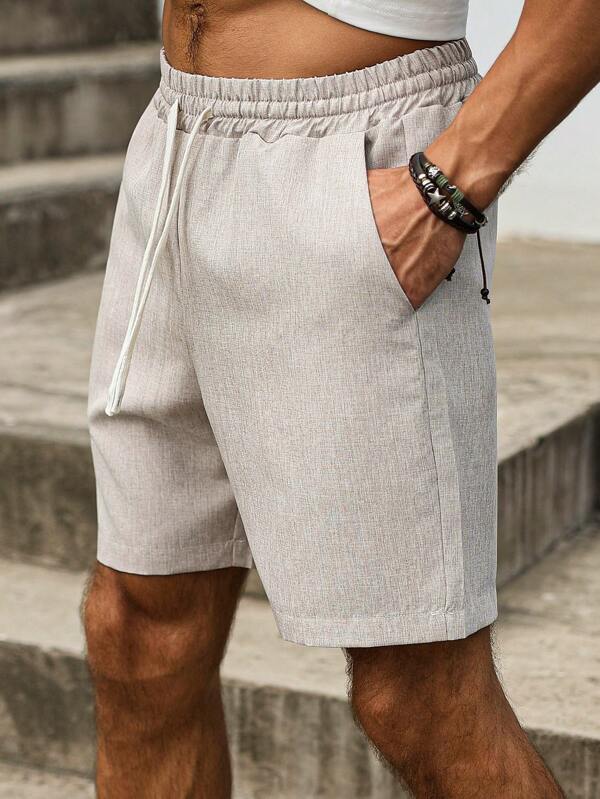 Manfinity RSRT Herren Sommer Lässig einfarbige Shorts mit Kordelzug Taille