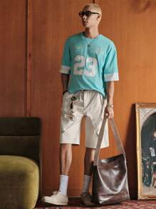 SWAVVY Men's Casual Loose Fit Solid Color Woven Shorts, Everyday Young Fashion - Beige - View 2
