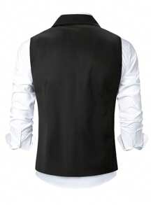 Manfinity Mode 纯色双排扣交叉领商务休闲背心男士双排扣背心男士正装背心