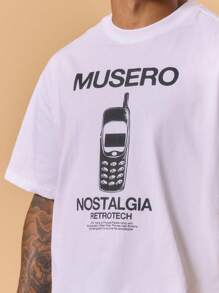 Musero Herren Oversized Grafik-Artwork Muster Kurzarm T-Shirt, Sommer Frühling Urlaub Straßenstil
