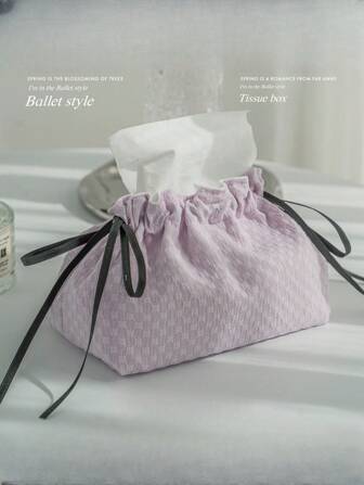 Kawaii 1pc This Ballet-Style Fabric Tissue Box For Both Car And Home Use. It'S A Versatile Tissue Bag That Can Be Hung Or Placed, Combining The Functions Of A Tissue Box And A Storage Bag Into One Convenient Item,Country Style,Home Decor