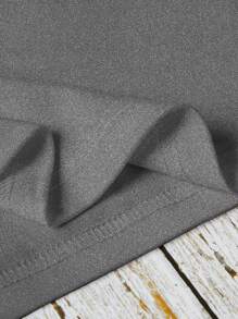 Kaos Wanita Ukuran Besar Musim Panas Kasual dengan Slogan Cetak, Leher Bulat - Dark Grey - View 5
