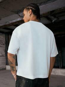 PAVTROS Manfinity Streetrush 男士舒适宽松休闲纯色 T 恤，百搭男士街头潮流衬衫男士街头潮流衬衫街头潮流衬衫街头潮流男士衬衫男士衬衫街头潮流、嘻哈街头、男朋友礼物、男士街头潮流、白色 T 恤 - 白色 - 查看 2