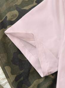 SHEIN EZwear 女士字母图案印花圆领短袖休闲 T 恤 - 粉色 - 查看 5