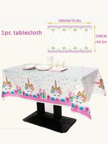 Taplak Meja Pesta Ulang Tahun Bertema Unicorn Merah Muda, Hadiah Pesta, Dekorasi Pesta Pernikahan, Kembali ke Sekolah, Hari Valentine - 1 taplak meja unicorn pink - View 2