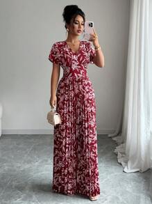 Selianne 女士优雅植物印花褶皱连衣裙 - 彩色 - 查看 3