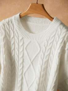 Elaquor Plus Size Women White Knit Casual Dress For Autumn/Winter Fall/Winter - White - View 6
