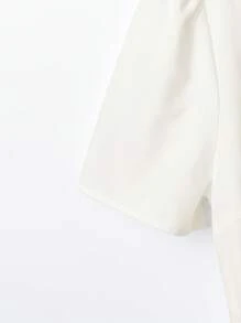 SHEIN Clasi Women's Elegant Solid Color Belted Short Sleeve Mini Dress - White - View 4