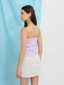 Nöista Top sin tirantes con silueta ajustada en rayas de color rosa pastel y azul. Confeccionado en una tela ligera y transpirable, casual, de verano, elegante, sin mangas, juvenil, cómodo, versátil, estiloso, fresco, femenino. - Multicolor - Ver 2
