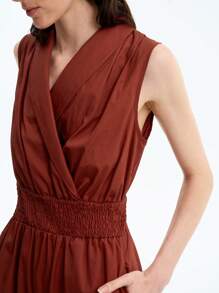 Aalyst Women's Elegant Fashion Commute Casual Charming Retro Minimalist High-End Vacation Sleeveless Lapel Waist Cinched Straight Leg Jumpsuit, Solid Color
