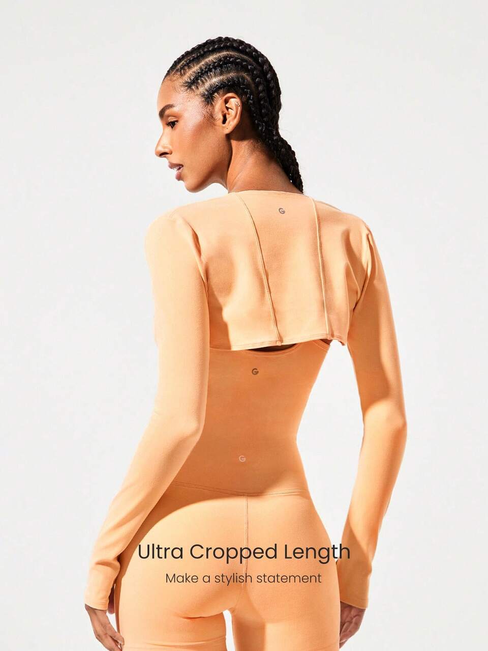 FeatherFit™ Cropped Limitless Long Sleeve Tank Shrug Top With Thumbhole Low Impact Yoga Pilates Daily Summer