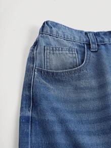SHEIN Girlism Teenager Mädchen Y2K Loose Fit Lässige Jeanshose mit Taschen und weiten Beinen, Teenager Mädchen Sommer Lässig Jeans