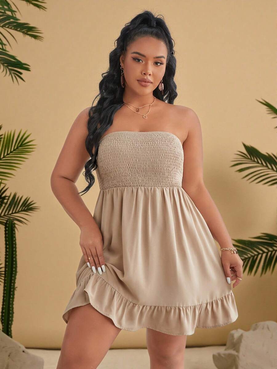 Travachic Vestido tubo bajo con fruncido