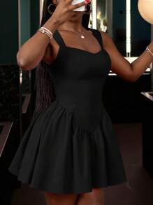 Slaydiva 新款夏季女士优雅无袖露背A字公主迷你连衣裙 - 粉色，夜店性感女装