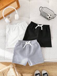 SHEIN 3件/套 小男孩 买二送一 三件套 小男孩 休闲运动 学院风 复古条纹纯色 性价比高 多件装 短裤 适合衣服 返校 男孩套装 适合生日派对、晚会、演出、婚礼、洗礼、开幕式 日常 适合日常穿着 适合上学 适合旅行 适合运动 适合春夏季节 - 彩色 - 查看 3