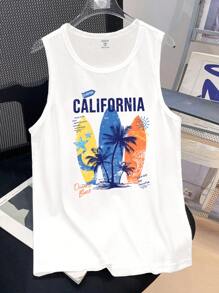 SHEIN Leap Crew Tween Boy Simple Knitted Sleeveless Top, Suitable For Summer - White - View 2