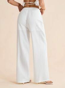 SHEIN Tall 女式双面腰带休闲裤 - 白色 - 查看 6
