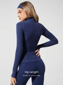 GLOWMODE FeatherFit™ For DD+ Slim-It Streamline Performance Secure Pockets Zip Up Long Sleeve Jacket Low Impact Yoga Daily Fall