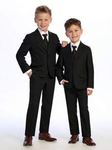Traje de 2 piezas formal para niños preadolescentes: Chaqueta + Pantalón, sin corbata ni accesorios, atuendo formal para fiesta de cumpleaños, evento nocturno, boda, bautizo, cumpleaños
