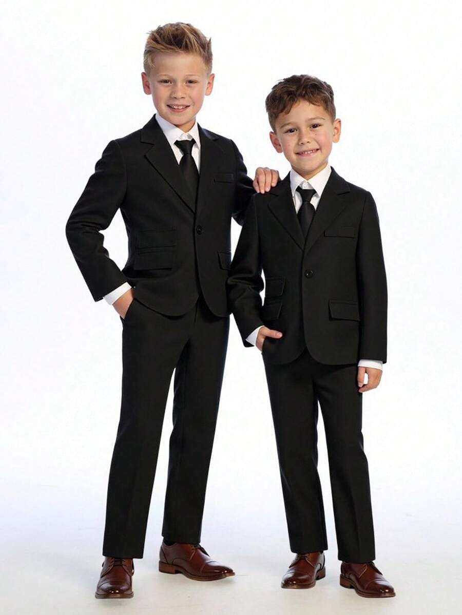 Traje de 2 piezas formal para niños preadolescentes: Chaqueta + Pantalón, sin corbata ni accesorios, atuendo formal para fiesta de cumpleaños, evento nocturno, boda, bautizo, cumpleaños