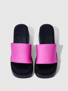 HighSole 女士时尚百搭简约软木坡跟凉鞋 - 粉色 - 查看 6