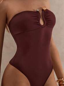 Glamine Women's Solid Color Halter Bodysuit, Sexy Summer Style,Bodysuits For Wome,Summer Outfits For Women - Brown - View 6
