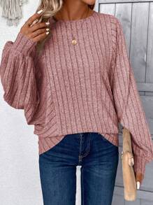 SHEIN LUNE 女士羊毛套头罗纹运动衫、毕业长袖上衣、返校服装、毕业典礼、女士教师服装、秋冬返校