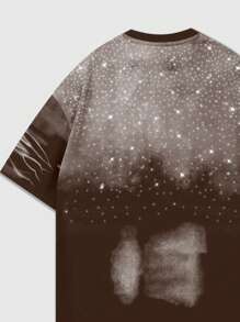 ROMWE MEN Street Life Camiseta de manga corta de cuello redondo de verano casual y versátil con efecto degradado para hombres