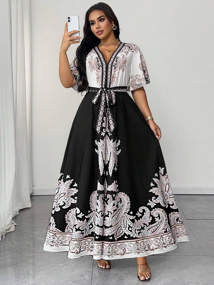 Celure Vestido casual mini con estampado floral de marañón, mangas con volantes para mujer de talla grande