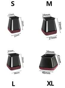 4/8/16/24PCS方形椅腿地板保护垫，硬木地板家具垫，椅腿家具滑块，椅子矩形地板保护垫，硅胶椅腿盖，有效保护地板和桌腿（浅灰色） - 黑色 - 查看 4