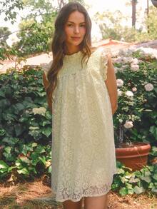 WESTFADE Vestido de encaje tipo baby doll - Amarillo - Ver 1