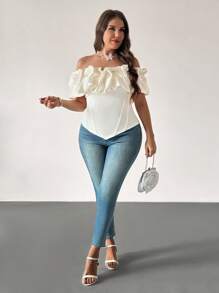 Firerie Áo trễ vai dáng ôm sát, quyến rũ, gợi cảm, cỡ lớn, màu trắng; Thích hợp cho tiệc sinh nhật, các dịp trang trọng, ngày lễ tình nhân, hòa nhạc, biểu diễn, hẹn hò, tiệc tối trang trọng, vũ hội, đám cưới, gợi cảm, thanh lịch, đi làm, trở lại trường, kỳ nghỉ, bãi biển, lãng mạn, công sở, phong cách nàng tiên cá, tiệc sinh nhật - trắng - Xem 6