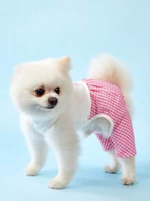 PETSIN 可爱简约桃子、水果和字母印花轻薄透气夏季连体衣，适合中小型宠物，欧美流行