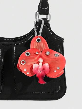 Fairycore 1pc Gradient Pink Butterfly Orchid Flower Charm Keychain, Sweet & Cool Design For Spring/Summer Beach Holiday, Wedding, Birthday Party, And Festival Gift, Bag Pendant