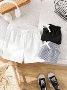 SHEIN 3件/套 小男孩 买二送一 三件套 小男孩 休闲运动 学院风 复古条纹纯色 性价比高 多件装 短裤 适合衣服 返校 男孩套装 适合生日派对、晚会、演出、婚礼、洗礼、开幕式 日常 适合日常穿着 适合上学 适合旅行 适合运动 适合春夏季节 - 彩色 - 查看 5