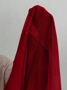 SHEIN Vestido de maternidad de unicolor con hombros descubiertos y abertura alta para sesión de fotos - Burdeos - Ver 6