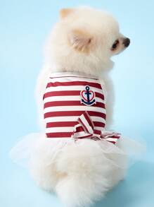 PETSIN Süßes Schleife Design Haustier Rock, leicht, atmungsaktiv, weich und bequem, geeignet für kleine bis mittlere Hunde & Katzen, Rot, Frühlings-/Sommerstil, populär in Europa und Amerika