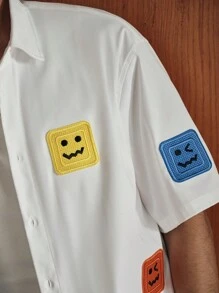 SWAVVY 男士梭织休闲短袖宽松短款衬衫