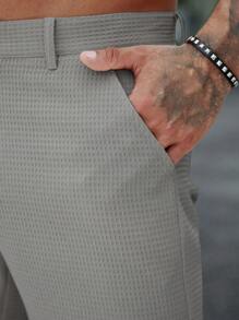 Manfinity Homme 男士休闲纯色短裤，夏季男士服装男士短裤男士衬衫男士短裤正装男士高尔夫短裤男士高尔夫短裤男士正装短裤男士正装短裤灰色短裤 - 灰色 - 查看 6