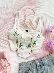 Soleia Áo ba lỗ họa tiết xương cá thêu dệt kim Jacquard hiệu WYWH dành cho nữ, màu trắng - Nhiều màu - Xem 6