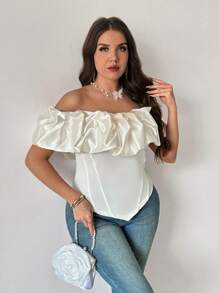 Firerie Áo trễ vai dáng ôm sát, quyến rũ, gợi cảm, cỡ lớn, màu trắng; Thích hợp cho tiệc sinh nhật, các dịp trang trọng, ngày lễ tình nhân, hòa nhạc, biểu diễn, hẹn hò, tiệc tối trang trọng, vũ hội, đám cưới, gợi cảm, thanh lịch, đi làm, trở lại trường, kỳ nghỉ, bãi biển, lãng mạn, công sở, phong cách nàng tiên cá, tiệc sinh nhật - trắng - Xem 3