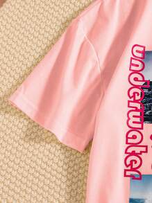 Conjunto informal de verano para adolescentes con camiseta de manga corta y shorts vaqueros - Multicolor - Ver 3