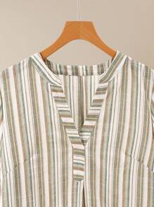 Lacomfia Blusa casual holgada con escote en V para mujer de talla grande - Verde - Ver 6